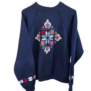 Vintage Tultex blue quilted star crewneck sweatshirt (large)